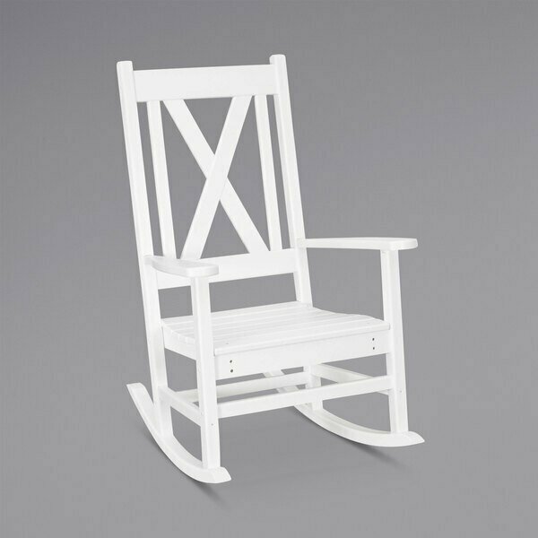 Polywood Braxton White Cross Back Porch Rocking Chair 633R180WH